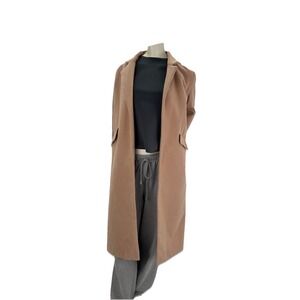 Lovposh Beige Open Front Trench Coat Longline Jacket Old Money Corporate Core M